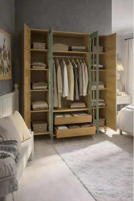arionkids ARIONDLP86 Gülsün Dolap 4 Kapaklı Çekmeceli Mdf Dolap | %100 Mdf | Rehau Kapaklı | Çekmeceli | Ağaç Ayaklı