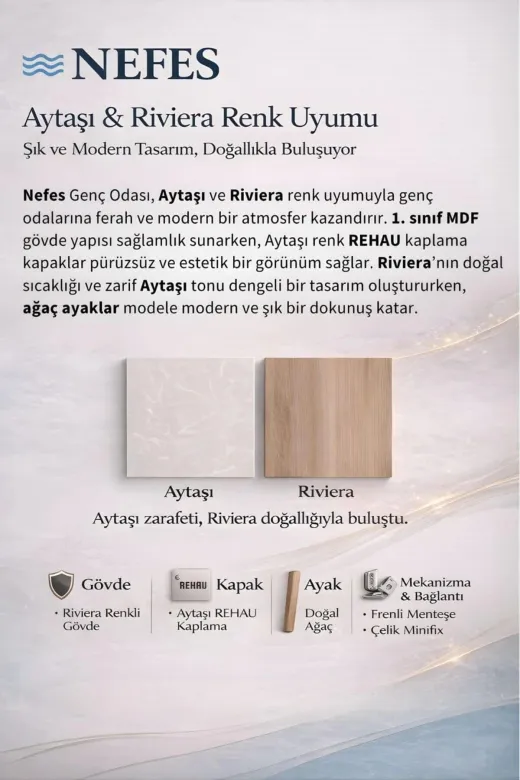arionkids ARIONKIDS-KTPLK03 Nefes Komodin & Kitaplık Set | Mdf Kalite | Minimal Ve Fonksiyonel