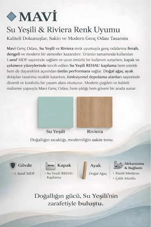 arionkids ARIONKIDS-KTPLK04 Mavi Komodin & Kitaplık Set | Mdf Malzeme | Modern Tasarım
