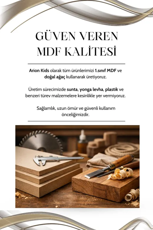 arionkids ARIONKIDS-KTPLK09 Alin Wood Komodin & Kitaplık Set | %100 Mdf Kalitesi | Doğal Dokulu