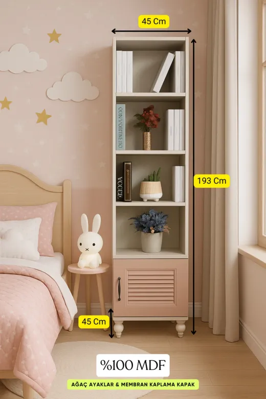 arionkids ARIONKIDS-KTPLK28 Masal Komodin & Kitaplık Set | Mdf | Yumuşak Hatlı Tasarım
