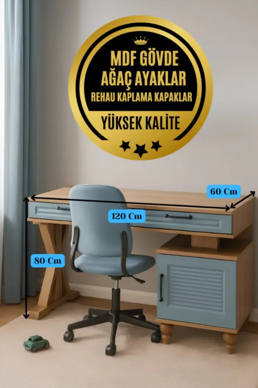 arionkids BNKVVHJSCX Mavi Çalışma Masası | Mdf | Genç Odası - Çocuk Odası İçin Modern Ve Sağlam Çalışma Masası