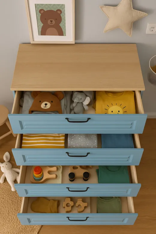 arionkids TYC19678E792823E3AB011B00 Mavi Çekmeceli Şifonyer | %100 Mdf Kalitesi | Rehau Kaplama Kapaklar | Ağaç Ayaklı