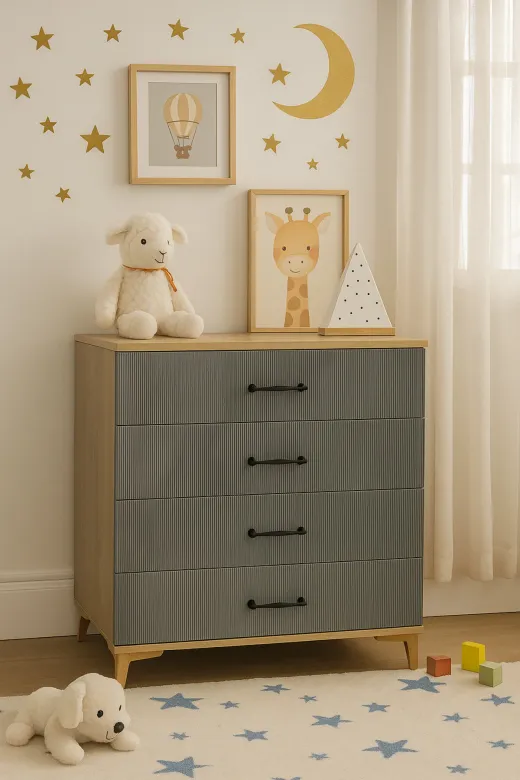 arionkids TYC62E767303E6E4369CA3100 Ege 4 Çekmeceli Şifonyer | Modern Tasarım, Mdf Gövde Ve Fonksiyonel Depolama Alanı