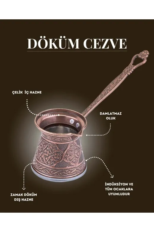 ArnaBella AYC6023 Cezpot Klasik 3 Kişilik Döküm Cezve İndüksiyon Ocaklara Uyumlu 150 Ml