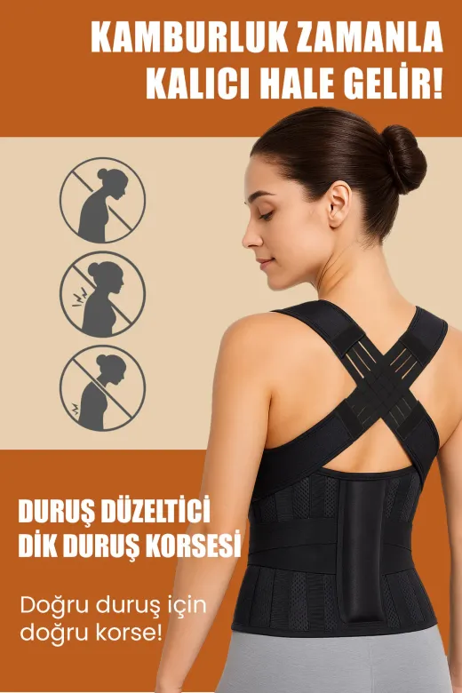 Arnee M11012 Medikal Dik Duruş Korsesi Balen Destekli Sırt Korsesi Kolonlu Bel Destek Korsesi Dik Durma Korsesi