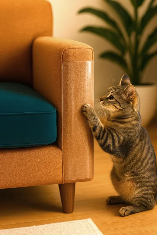 Arnee M1LMN01 Kedi Koltuk Tırmalama Koruyucu 20X50 Cm Şeffaf Yapışkanlı Mobilya Tırmalama Önleyici Koruma Bandı
