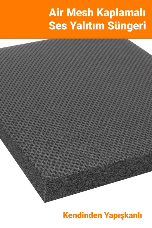 Arnee ses_yalitim_03 10 Adet Air Mesh Ses Yalıtım Süngeri 50X50 Cm Yapışkanlı Akustik Ses Yalıtım İzolasyon Paneli 20 Mm