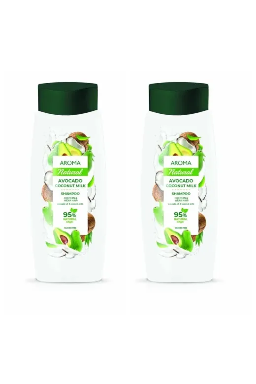 AROMA NATURAL 304 Şampuan Avokado Hindistan Cevizi Sütü İnce Ve Zayıf Saçlar İçin 2 X 400 Ml