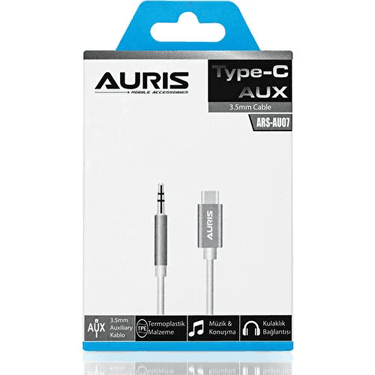 ARS-AU07 Auris Type-C Aux 3.5Mm Çevirici Kablo Araç Müzik Ses  Dönüştürücü