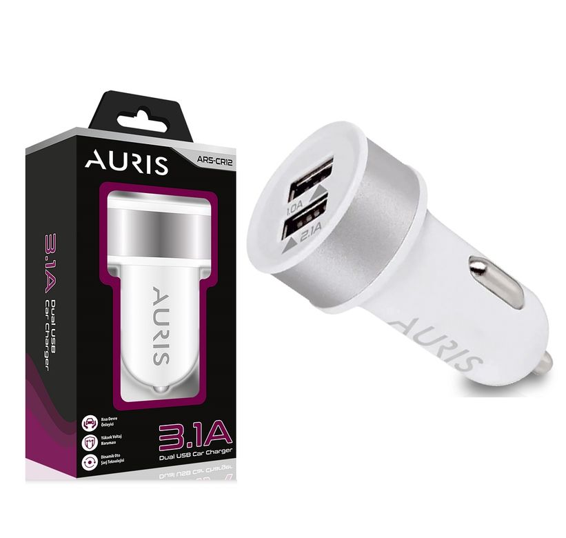 ARS-CR12 Auris Cr12 Araç Çakmaklık 2Xusb Şarj Aleti Başlığı Eco 3.1Amper