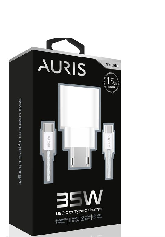ArsCh38 Auris Ars-Ch38 35W Type-C To Type-C Iphone 15 Ve Üzeri Uyumlu Şarj Aleti Seti