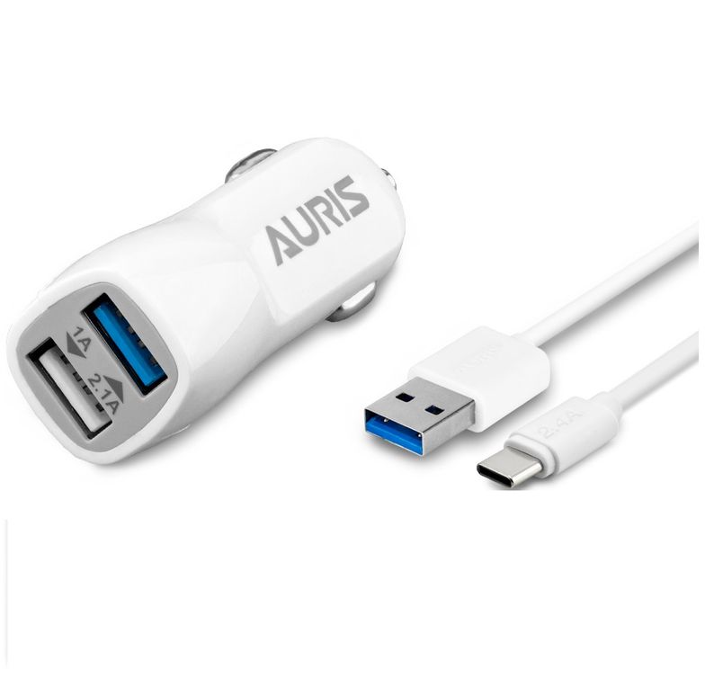 ARSCR03 Auris Ars-Cr03 3.1A Hızlı Type-C Kablo 2 Usb Girişli Araç Oto Şarj Başlığı Çakmaklık Typec 3.1 Amper