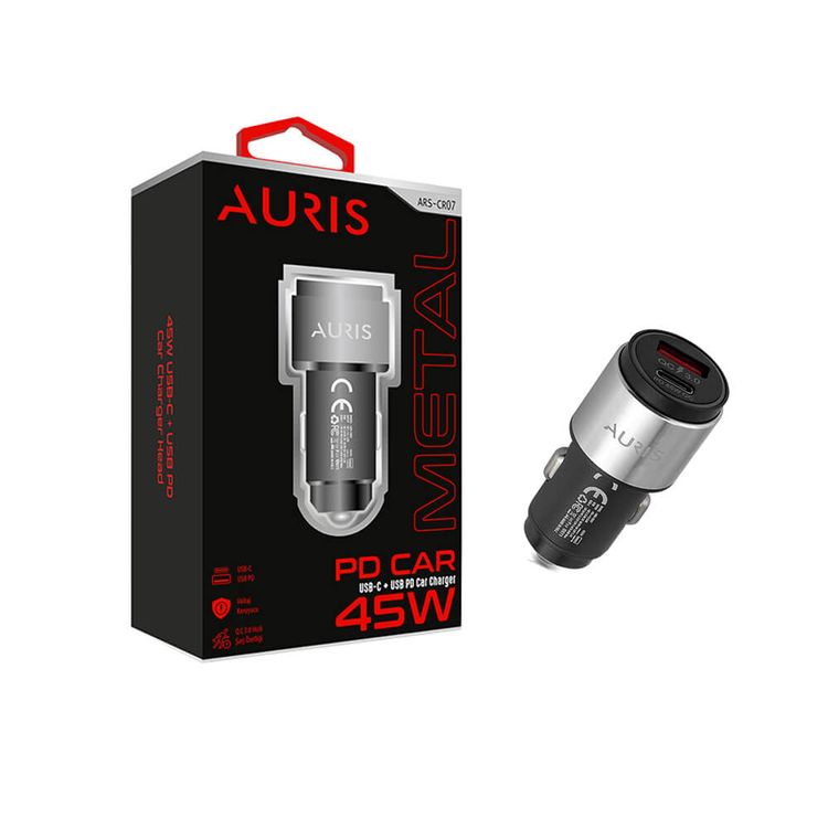 ARSCR07 Auris Ars-Cr07 45W Pd Usb Oto Şarj Kafa Oto Çakmaklık Oto Şarj Aleti  Şarj Cihazı