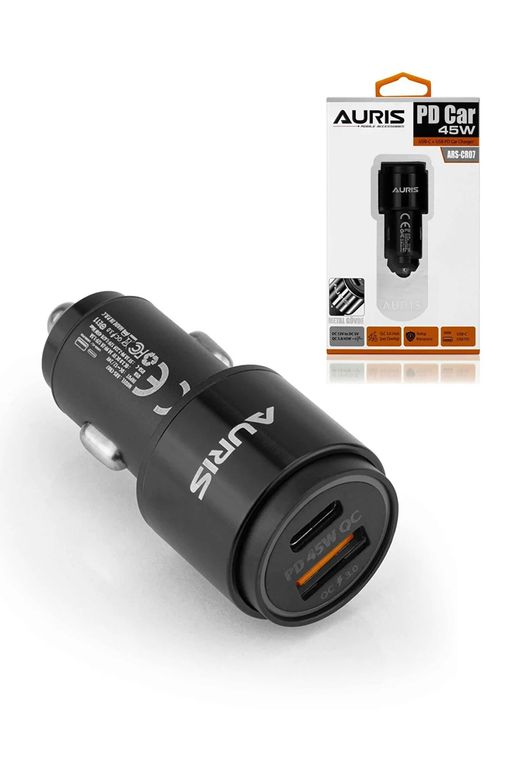 ARSCR07 Auris Ars-Cr07 45W Pd Usb Oto Şarj Kafa Oto Çakmaklık Oto Şarj Aleti  Şarj Cihazı