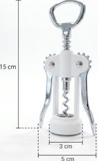 ART 57855210126926680184975 Beyaz Kanatlı Tirbuşon Şarap Açacağı Paslanmaz Çelik Vidalı, Ergonomik Kollu, Klasik Şişe Açacağı 15 Cm Diğer