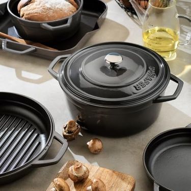 ART 57855210127137580184975 Guss Chef Döküm Sahan Çift Kulplu 22 Cm 1 Parça-Gri Açık Bakır