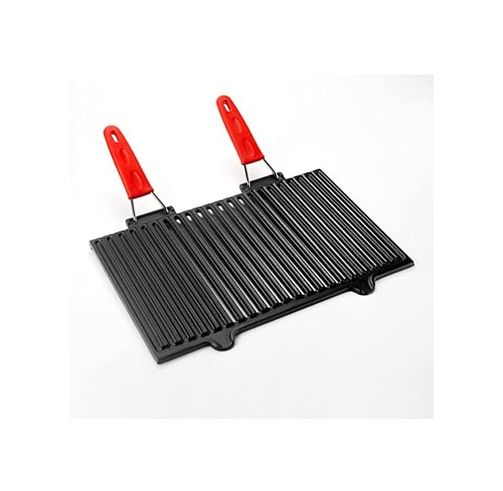 ART 57855210128793980184975 Metal Döküm Mangal Izgarası, Çift Silikon Kulplu, 40 X 25 X 0.7 Cm Açık Bakır
