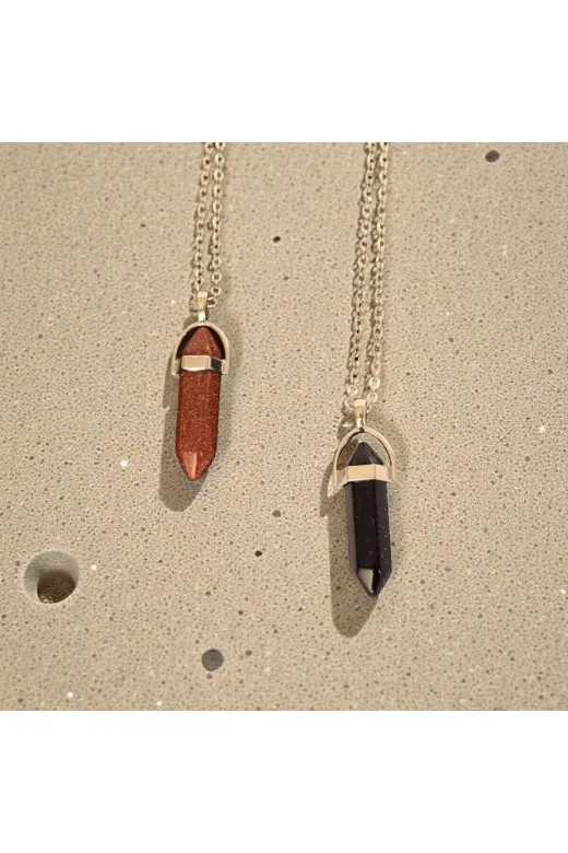 ART LİFE DOĞALTAŞ Natural Stones 15156165465165132 Kahverengi, Lacivert Yıldız Taşı Sevgili Ve Çift Kolyesi