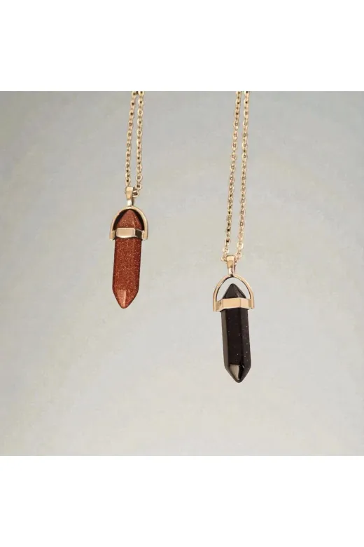 ART LİFE DOĞALTAŞ Natural Stones 15156165465165132 Kahverengi, Lacivert Yıldız Taşı Sevgili Ve Çift Kolyesi