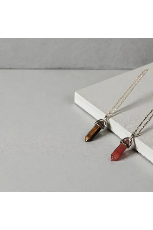 ART LİFE DOĞALTAŞ Natural Stones 548484654864652312 Kaplangözü -Gül Kuvars Sevgili Çift Doğaltaş Çivi Kolye
