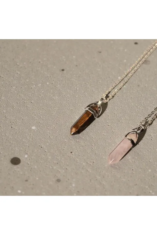 ART LİFE DOĞALTAŞ Natural Stones 54894541654894654654 Kaplangözü - Pembe Kuvars Sevgili Çift Doğaltaş Çivi Kolye