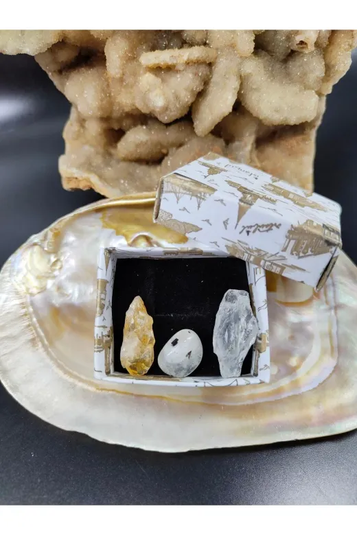 ART LİFE DOĞALTAŞ Natural Stones ART LİFE DOĞALTAŞ Natural Stones 300316 Sitrin, Aytaşı Ve Kristal Kuvars Doğal Taş Cüzdan Boy (Sertifikalı) (Bereket, Zayıflık, Enerji Için)