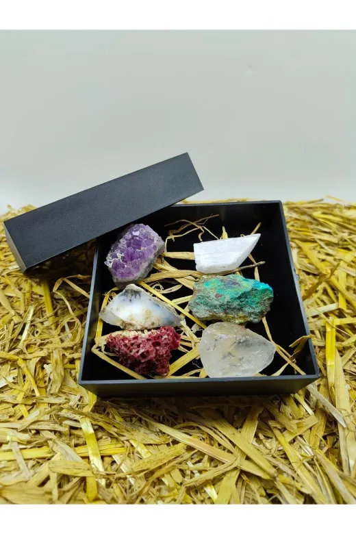 ART LİFE DOĞALTAŞ Natural Stones ART LİFE DOĞALTAŞ Natural Stones 300366 6'lı Doğal Taş Seti (Sertifikalı) (Serenit, Mercan, Kuvars, Ametist, Opal, Krizokol)