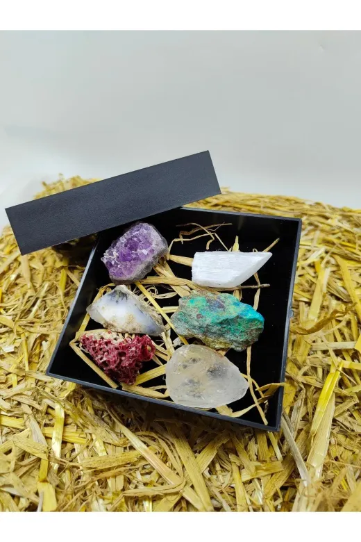 ART LİFE DOĞALTAŞ Natural Stones ART LİFE DOĞALTAŞ Natural Stones 300366 6'lı Doğal Taş Seti (Sertifikalı) (Serenit, Mercan, Kuvars, Ametist, Opal, Krizokol)