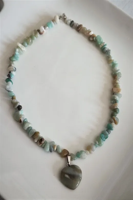ART LİFE DOĞALTAŞ Natural Stones artlıfe800262 Amazonit Kalp Kırıktaş Doğaltaş Kolye