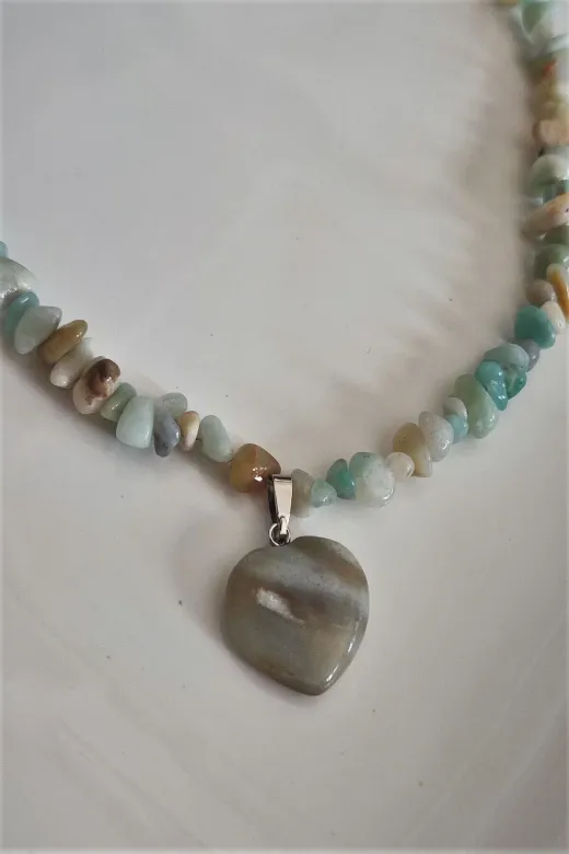 ART LİFE DOĞALTAŞ Natural Stones artlıfe800262 Amazonit Kalp Kırıktaş Doğaltaş Kolye