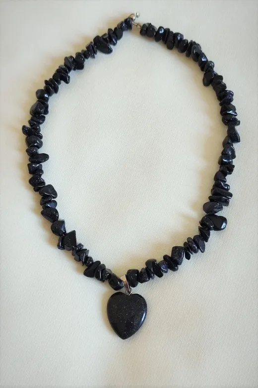 ART LİFE DOĞALTAŞ Natural Stones artlıfe800273 Sertifikalı Lacivert Yıldız Kalp Kırıktaş Doğaltaş Kolye