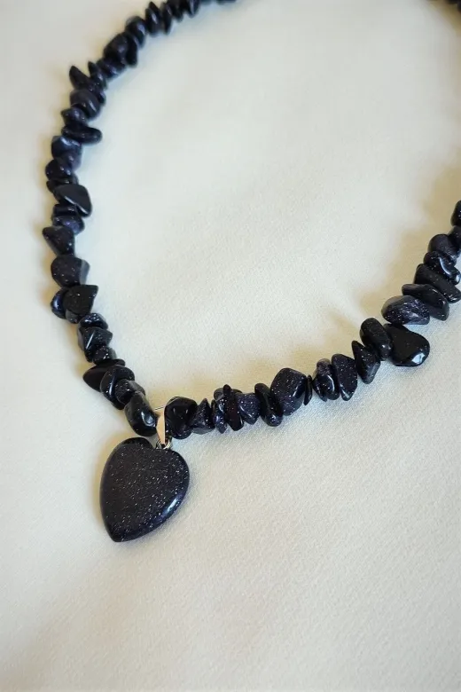 ART LİFE DOĞALTAŞ Natural Stones artlıfe800273 Sertifikalı Lacivert Yıldız Kalp Kırıktaş Doğaltaş Kolye