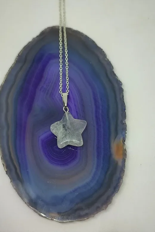 ART LİFE DOĞALTAŞ Natural Stones artlıfe900483 Sertifikalı Florit Yıldız Doğaltaş Kolye