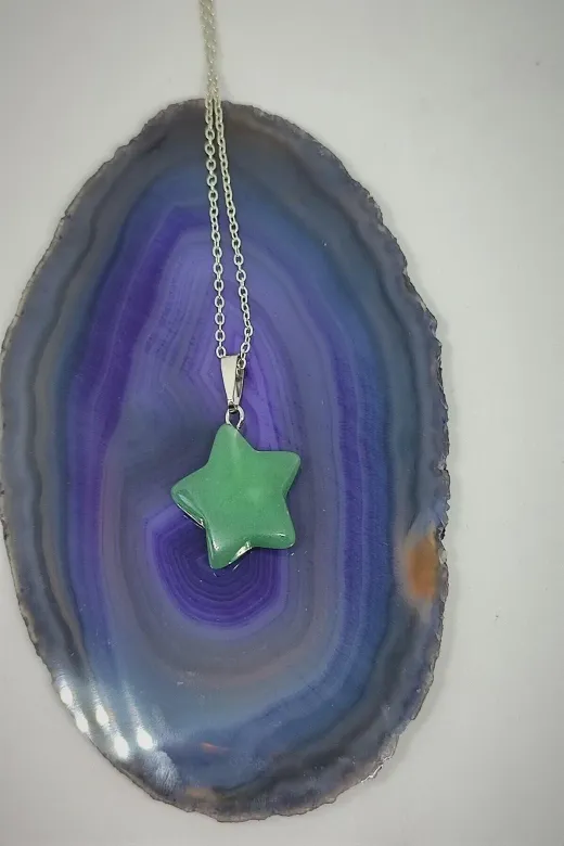 ART LİFE DOĞALTAŞ Natural Stones artlıfe900485 Sertifikalı Aventurin Yıldız Doğaltaş Kolye