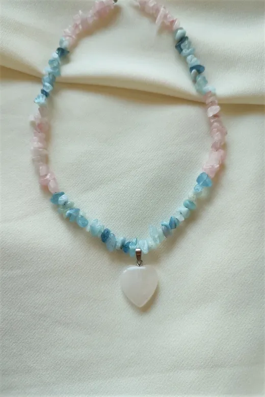 ART LİFE DOĞALTAŞ Natural Stones artlıfe900507 Sertifikalı Havlit Kalp Kırıktaş Doğaltaş Kolye