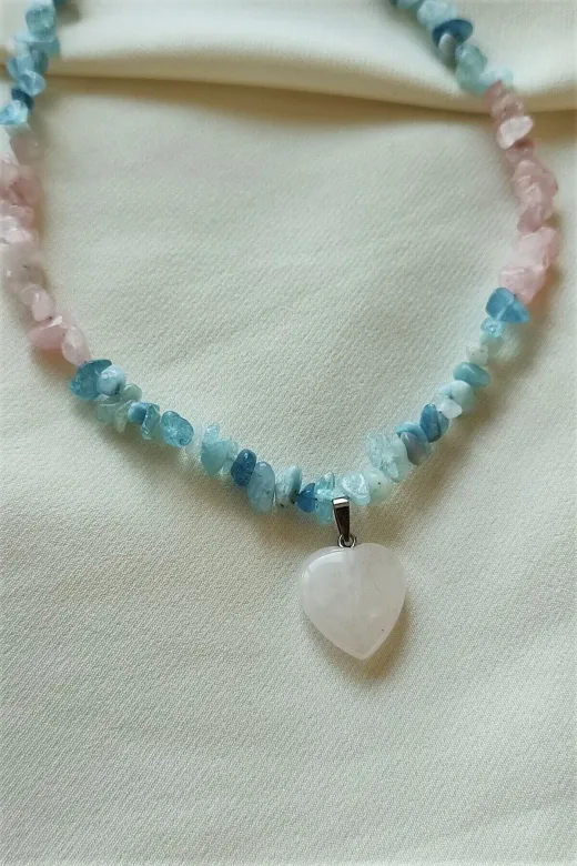 ART LİFE DOĞALTAŞ Natural Stones artlıfe900508 Sertifikalı Havlit Kalp Kırıktaş Doğaltaş Kolye
