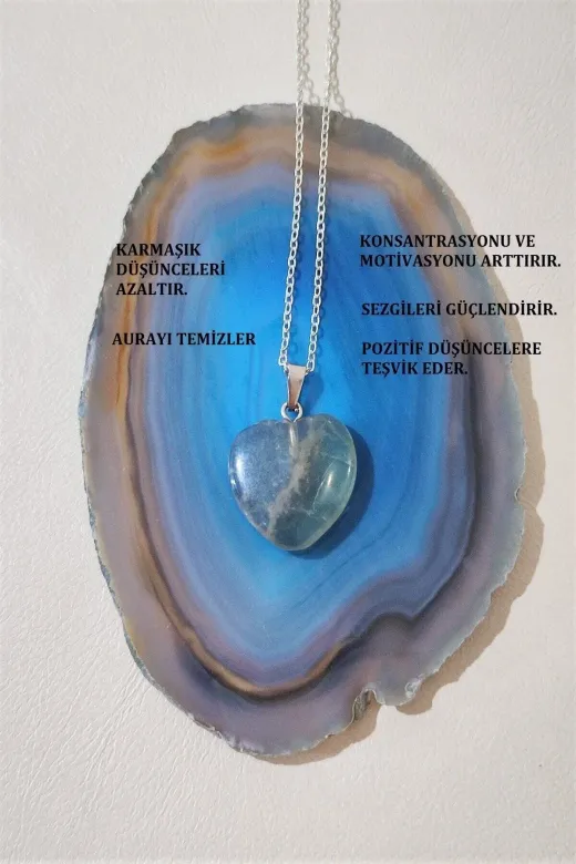 ART LİFE DOĞALTAŞ Natural Stones artlıfe900579 Sertifikalı Oniks Kırıktaş Doğaltaş Kalp Kolye