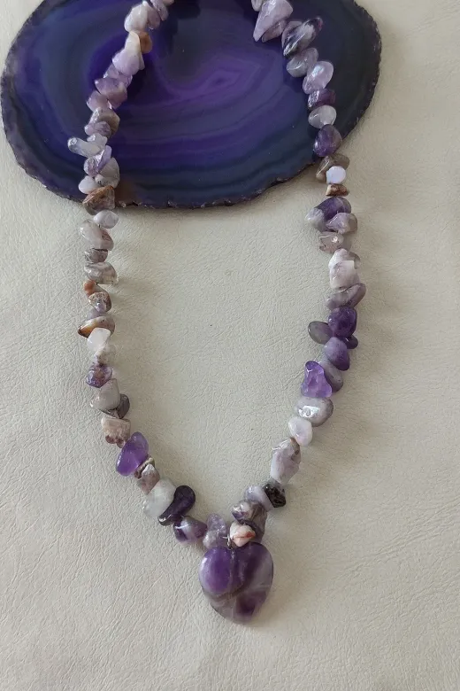 ART LİFE DOĞALTAŞ Natural Stones artlıfe900604 Sertifikalı Kalsedon Kırıktaş Doğaltaş Kolye