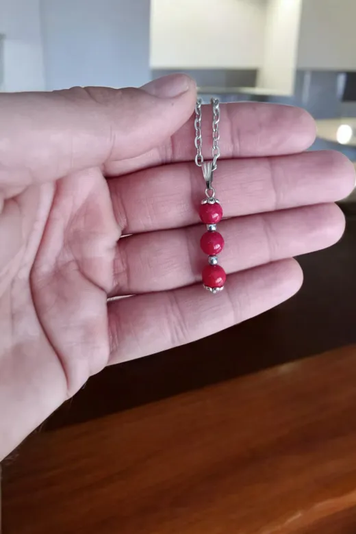 ART LİFE DOĞALTAŞ Natural Stones artlıfedoğaltaş600267 Mercan Kolye Mercan Taşı Kolye Doğal Taş Kolye Zincirli Kadın Kolye Hediyelik Kolye 6Mm