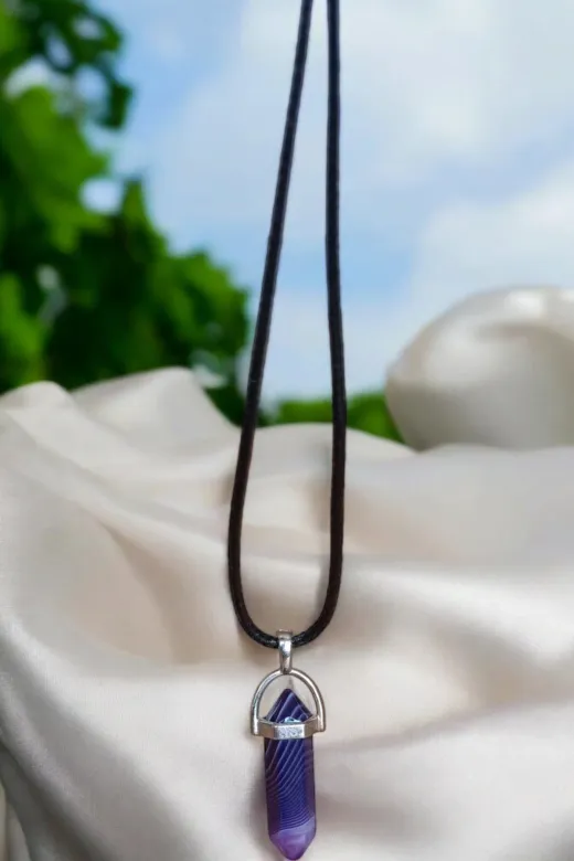 ART LİFE DOĞALTAŞ Natural Stones artlıfedoğaltaş600298 Mor Akik Çivi Model Kolye Hediyelik