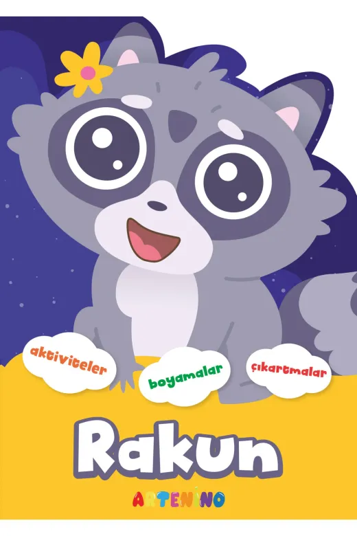Artenino 9786256056008 3+ Yaş Aktiviteli Hayvan Boyama Kitabi -Rakun