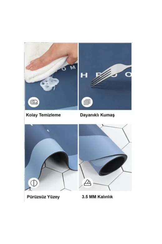 ASGEACR CB-PASPAS-A914 Süper Su Emici Kaymaz Tabanlı Banyo Paspası ( 40X60 )Cm