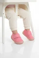 Aspor Pembe Süet Cırtlı Kız Bebek Panduf