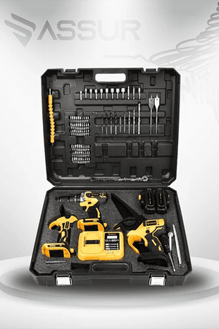 ASR1038 Assur Xr Lı-Ion Batarya 3 Lü Set Kömürsüz Motor Çift Akülü Şarjlı Matkap Şarjlı Budama Makası Şarjlı