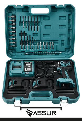 ASR246 Assur 21V Çift Akülü 4 Başlıklı Kömürsüz Motor Şarjlı Matkap Vidalama