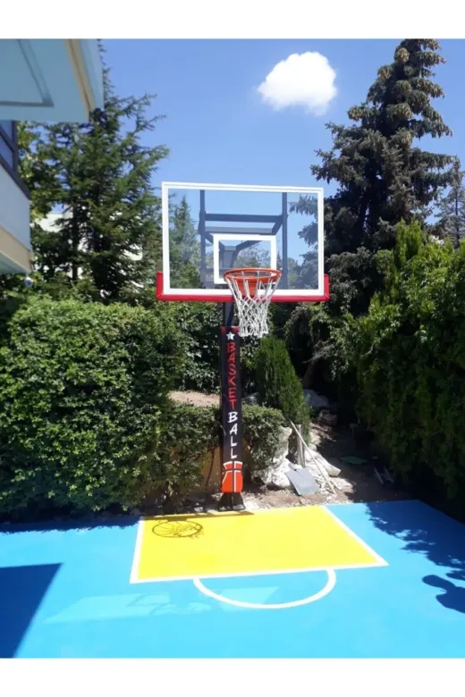ASSASPOR BASTEK-108 Black Gold Tek Direkli Basketbol Potası Esnek Çember Yükseklik Ayarlı 105X180Cm Temperli Cam Panya