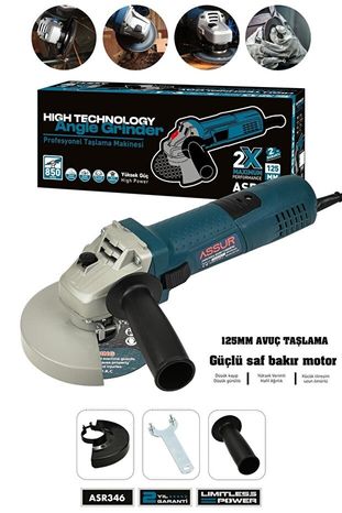 ASSUR ASR346-02-5 Avuç Taşlama Makinesi 125 Mm Bakır Sargılı Spiral 850W