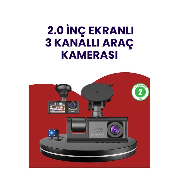 ASTRALTECH 97264717 Üç Kameralı Araç Kamerası Full Hd 1080P Ön + Hd İç/arka