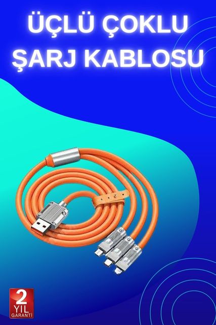 ASTRALTECH TKNUCZS219KABLO2MKR 3 İn 1 Süper Hızlı Şarj Kablosu Android Ve İos Uyumlu Silikon Şarj Kablosu Standart
